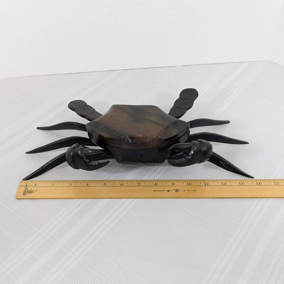 Large hand-carved wooden crab trinket holder from Philippines - 14 inch - Picture 10 of 10